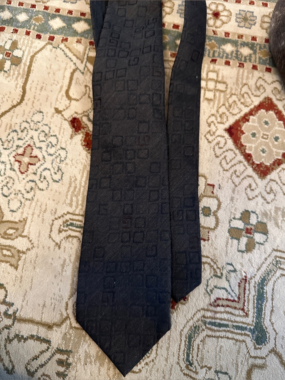 Gucci Black Textured Square-Pattern Tie